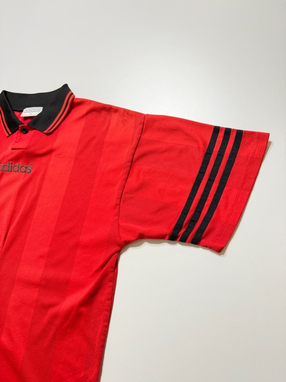 Vintage Adidas Athletic Short Sleeve Polo Jersey Mens XL Red Black - Picture 4 of 10